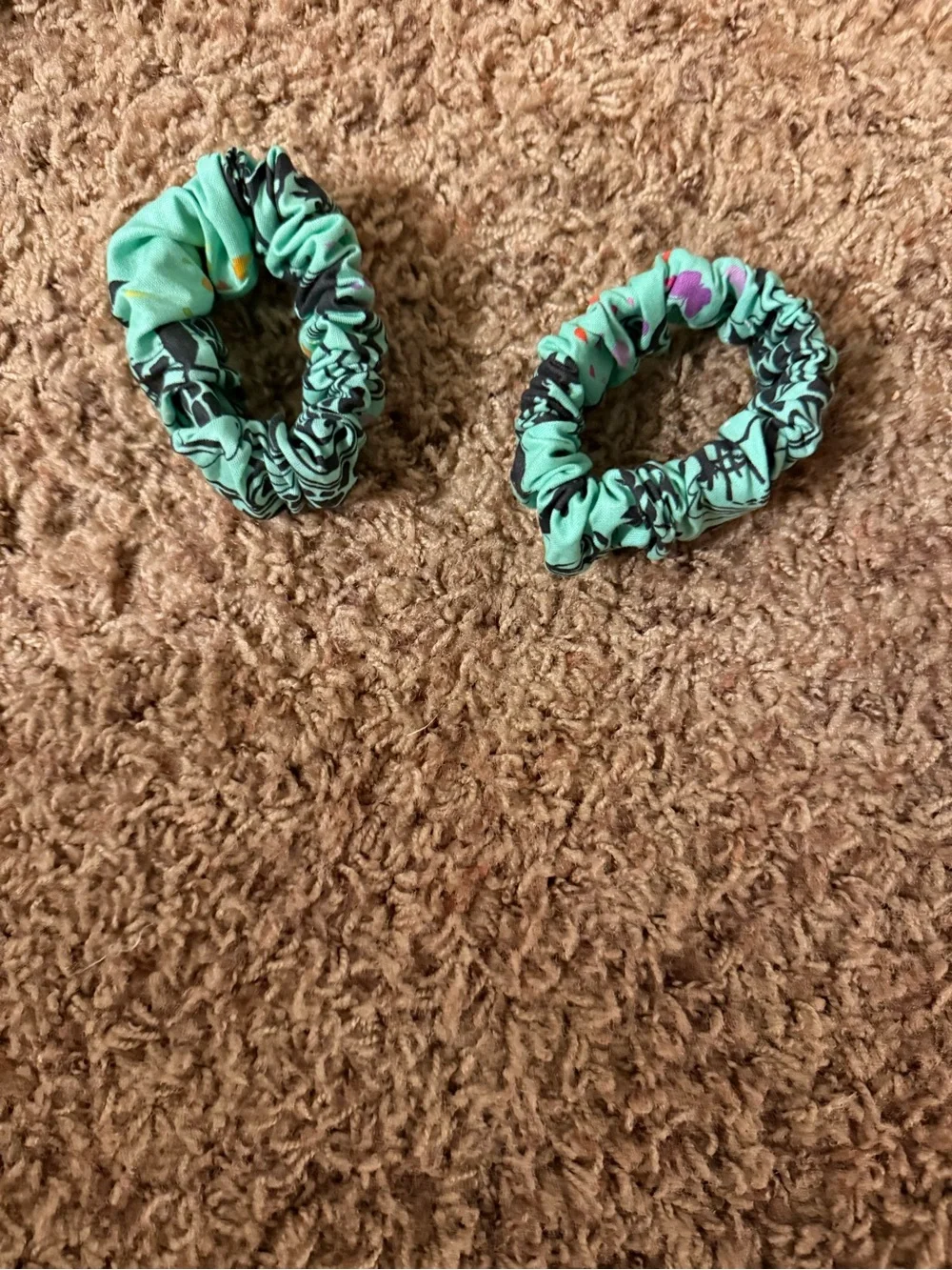 Mint Green Floral Elastic Scrunchie Headband